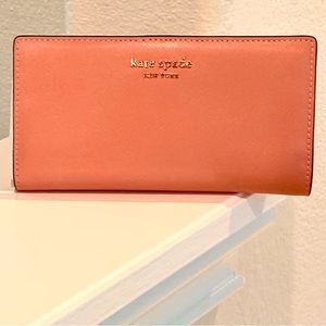 NWT Kate Spade Serene Pink Spencer Saffiano Leather Slim Wallet